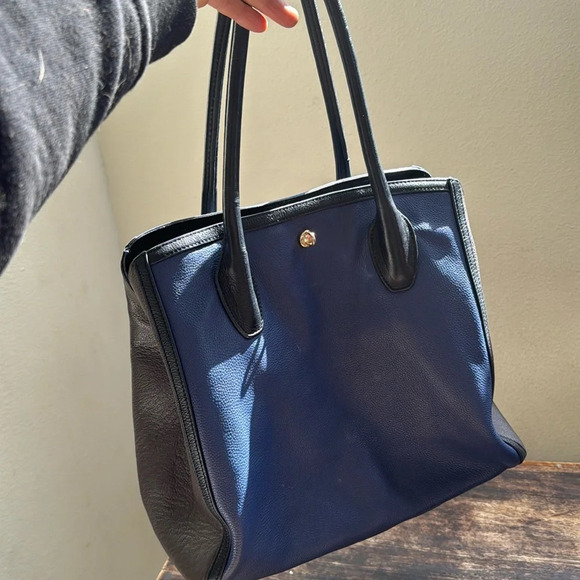 FURLA BLUE AND TAUPE GREY color block   LEATHER BAG - Picture 4 of 15